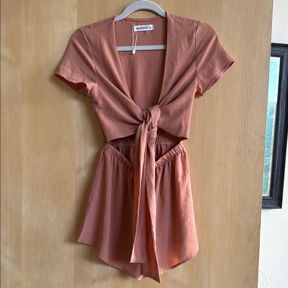 Rust Tie-Front Romper